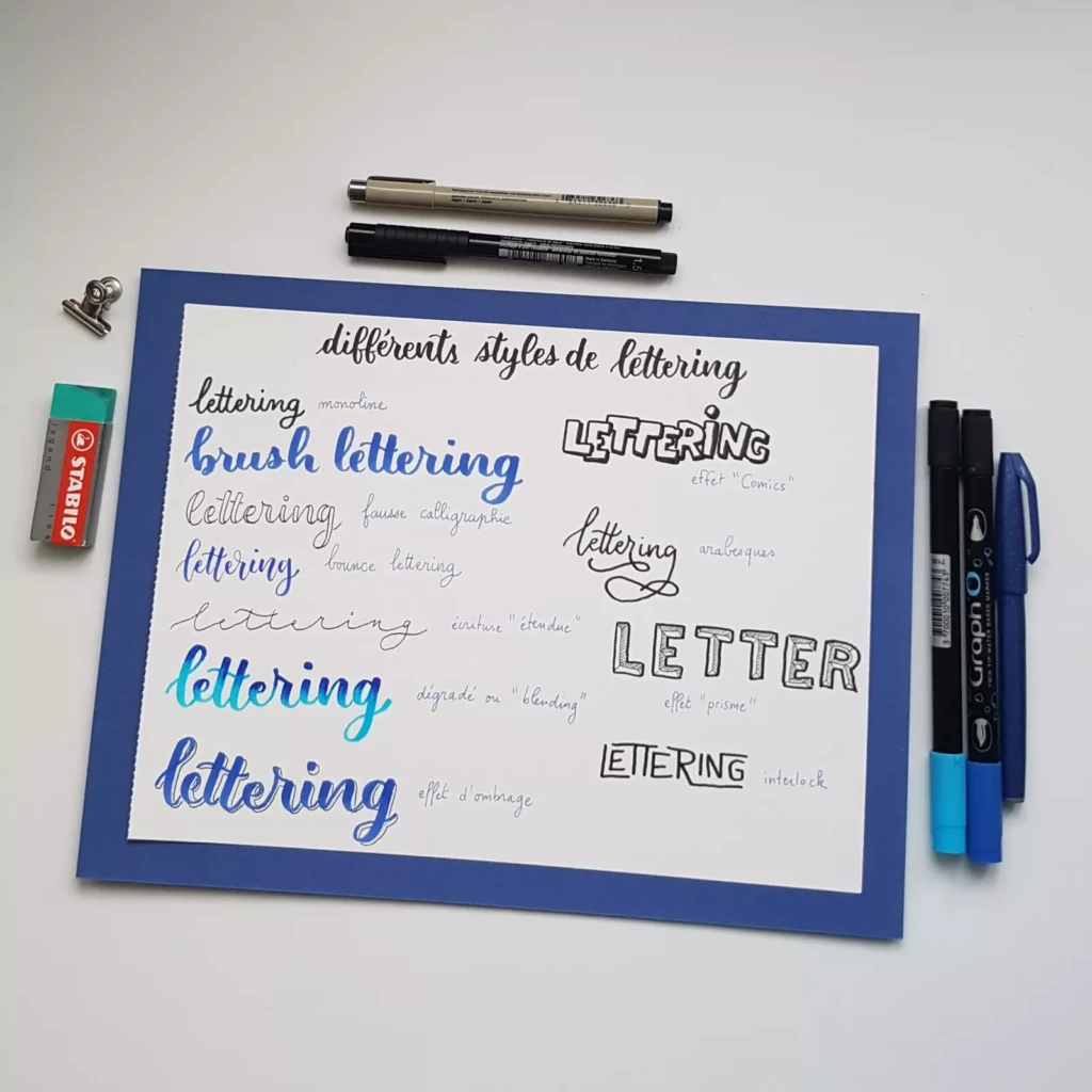 différents styles de lettering
